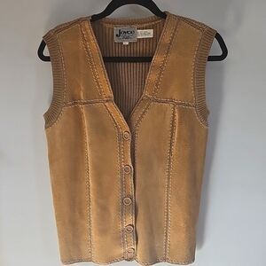 Vintage 70S Genuine Leather Sweater Vest by Joyce LARGE